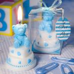 adorable blue teddy bear cake candle favor